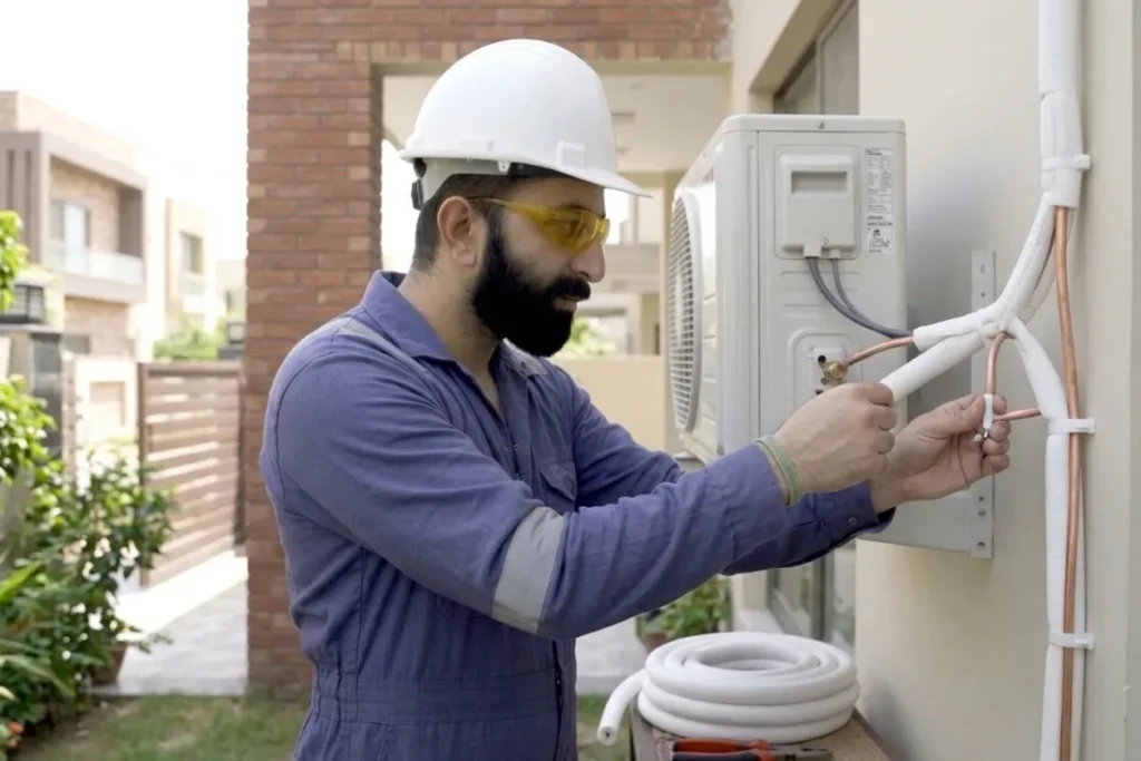 Drainage Line Setup for ac installation in lahore