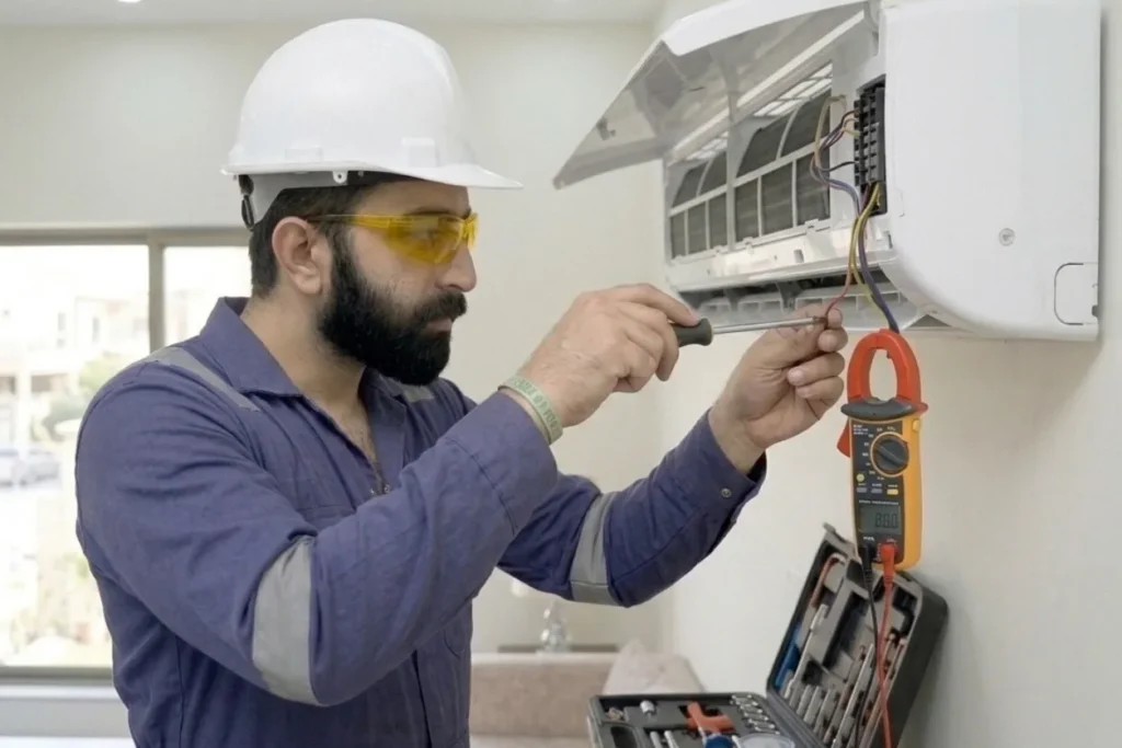 Electrical Connection & Load Check for ac installation in lahore