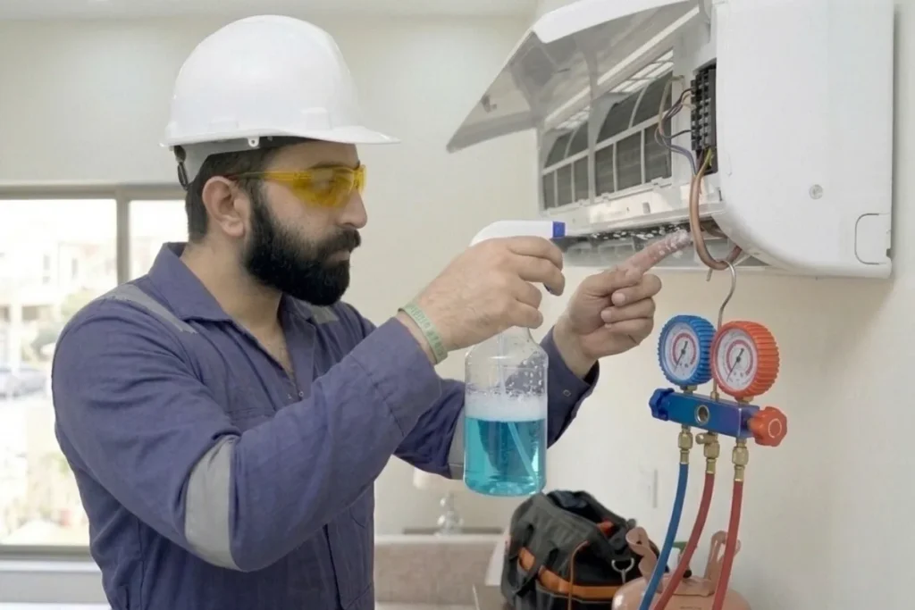 Gas Charging & Leak Testing for ac installation in lahore